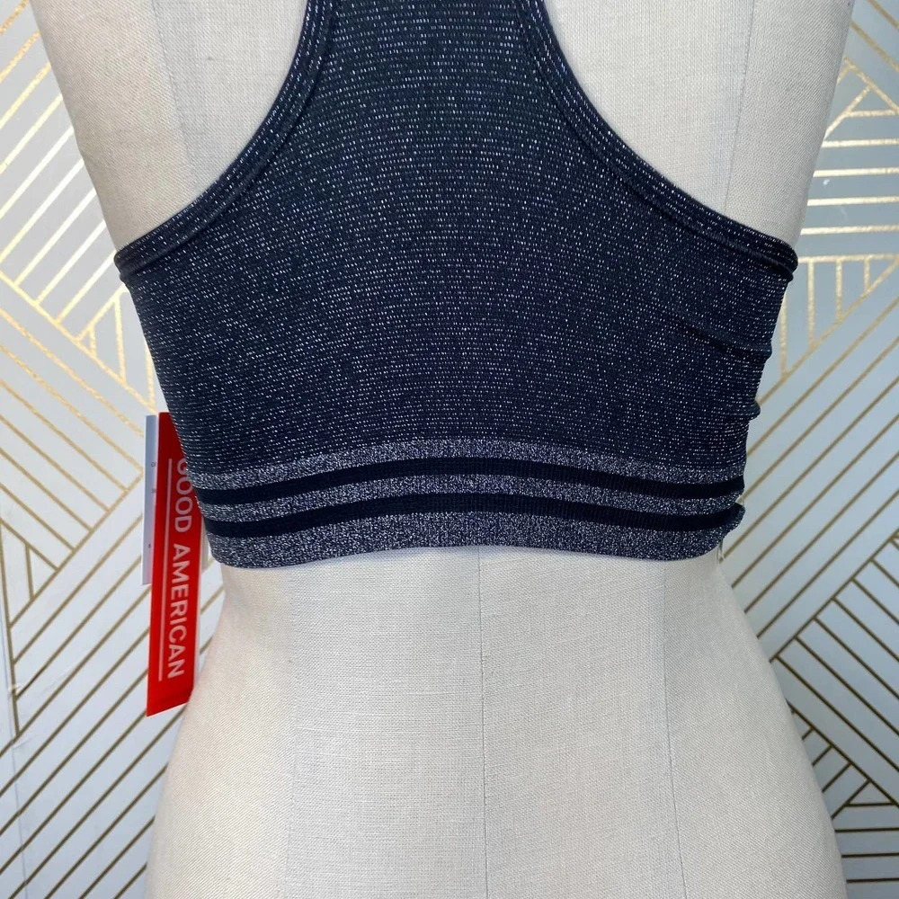 Good American Seamless Lurex Stripe‎ Bra in Black - Picture 10 of 11